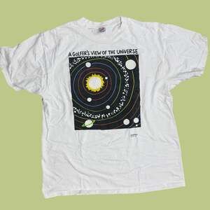 Vintage 1993 Jerzees Shoebox Greetings A Golfer's View Of The Universe T-Shirt